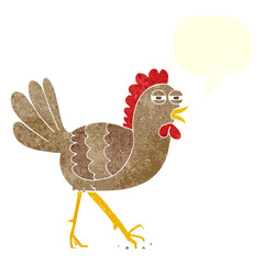retro speech bubble cartoon chicken