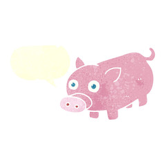 retro speech bubble cartoon piglet