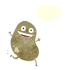 retro speech bubble cartoon potato running