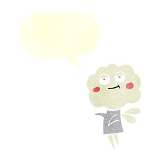 retro speech bubble cartoon cute cloud head imp