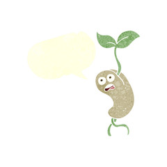 retro speech bubble cartoon sprouting seed