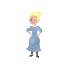 retro cartoon victorian woman in dress