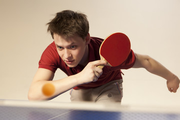 Man playing ping pong