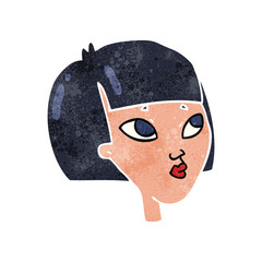 retro cartoon female face