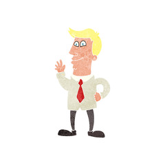 retro cartoon waving man