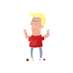 retro cartoon celebrating man