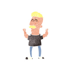 retro cartoon celebrating man