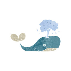 retro cartoon whale spouting water