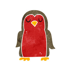 retro cartoon christmas robin