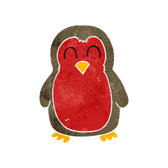 retro cartoon christmas robin