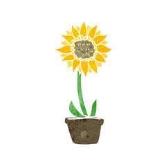 retro cartoon sunflower