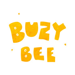 retro cartoon buzy bee text symbol