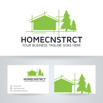 Home Construction Vector Logo With Business Card Template