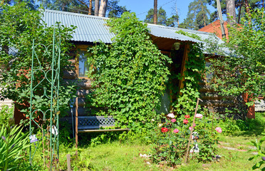 Небольшой летний загородный дом в тени садовых деревьев © Alexander Zamaraev