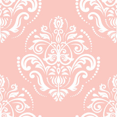 Oriental classic pink and white ornament. Seamless abstract pattern