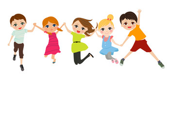 Children Jumping - Vector