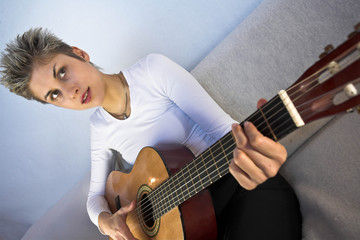 Fototapeta premium woman and guitar