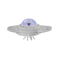 retro cartoon alien flying saucer