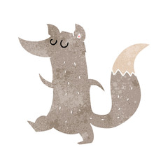 retro cartoon cute wolf
