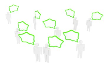 people with talk bubbles isolated over a white background