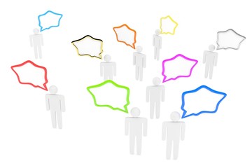 people with talk bubbles isolated over a white background