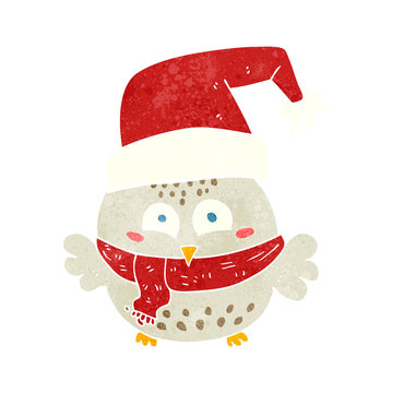 retro cartoon cute christmas owl