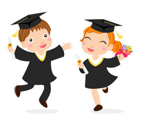 vector illustration of happy graduates