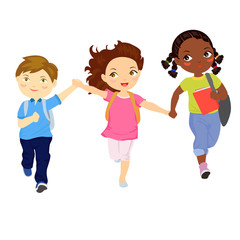 Fototapeta premium Kids running with school bag