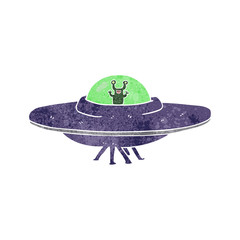 retro cartoon alien spaceship