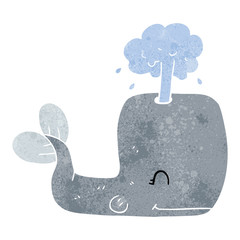 retro cartoon whale spouting water