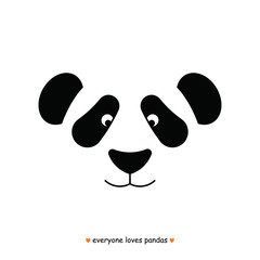 Pandas bear flat. Panda animal isolated.