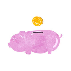 retro cartoon piggy bank