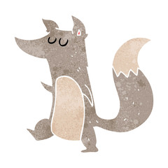 retro cartoon little wolf