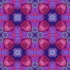 Purple psychedelic seamless pattern.