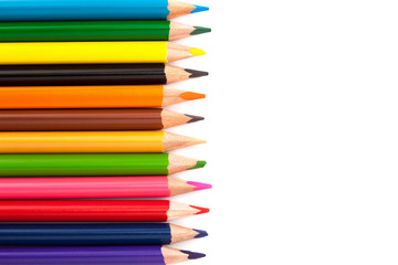 Colored pencils, isolated on the white background.