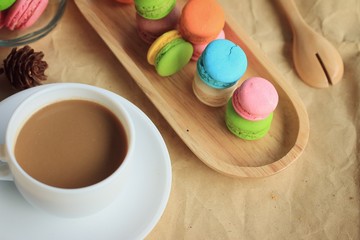 macaroons and hot coffee