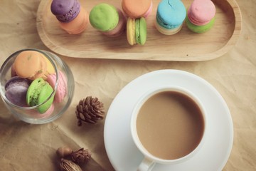 macaroons and hot coffee
