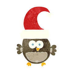 retro cartoon little christmas owl