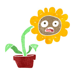 retro cartoon sad flower