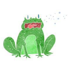 retro cartoon burping frog