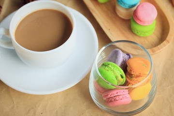 macaroons and hot coffee