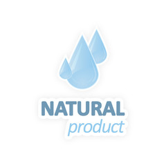 Natural product. Water drops. Vector illustration.