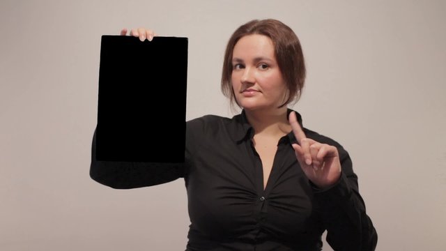 Woman Showing Forbidden Sign on the Board