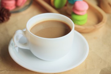 macaroons and hot coffee