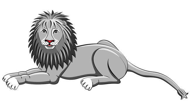 White Lion king. Isolated animal. Vector illustration.