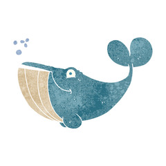 retro cartoon whale
