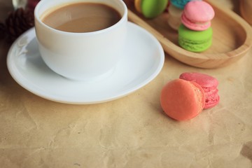 macaroons and hot coffee