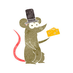 retro cartoon mouse with cheese