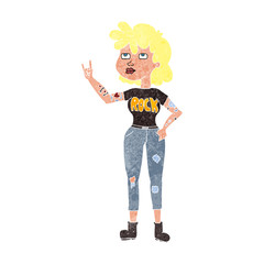 retro cartoon rocker girl