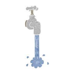 retro cartoon running faucet